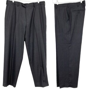 AXIST Essentials Men's Black with Brown Stripes Dress Pants 38x30.5 Flat Front